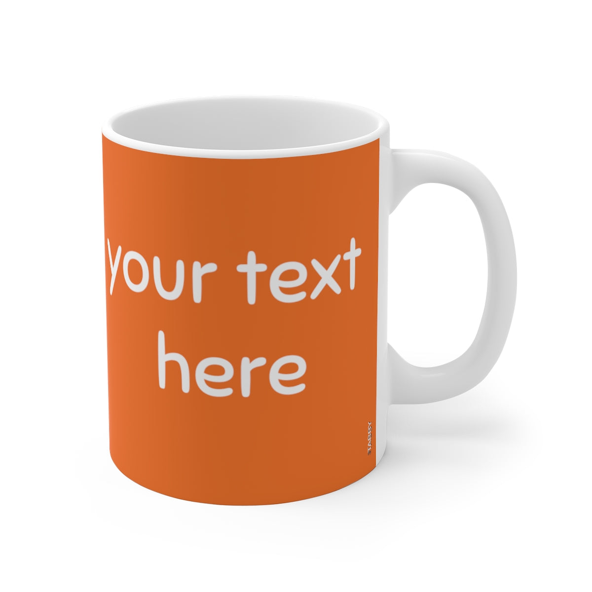 myTabby EXPLORER 11oz Coffee, Tea or Hot Chocolate Mug, CUSTOM text & background colour