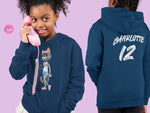 Load image into Gallery viewer, myTABBY | TRAVELER | Personalised Name on back of Boys &amp; Girls Hoodie Unisex | Kids Fashion
