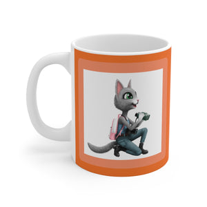 myTabby EXPLORER 11oz Coffee, Tea or Hot Chocolate Mug, CUSTOM text & background colour