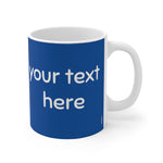 Load image into Gallery viewer, myTabby TRAVEL TRIPS 11oz Coffee, Tea or Hot Chocolate Mug, CUSTOM text &amp; background colour
